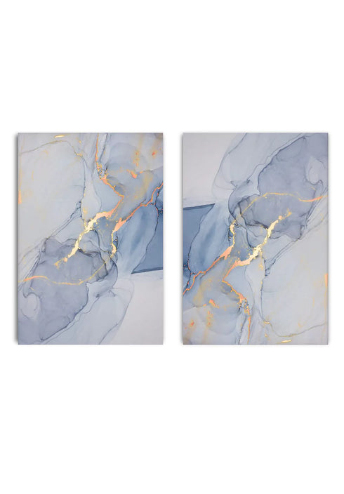 Conjunto de 2 Pósters Mármol Acuarela de Oro Rosa Real 50x70cm